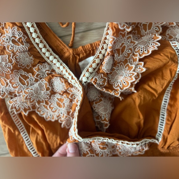 Anthropologie two piece set embroidered boho smocked tank top and skirt size xs - Picture 7 of 14